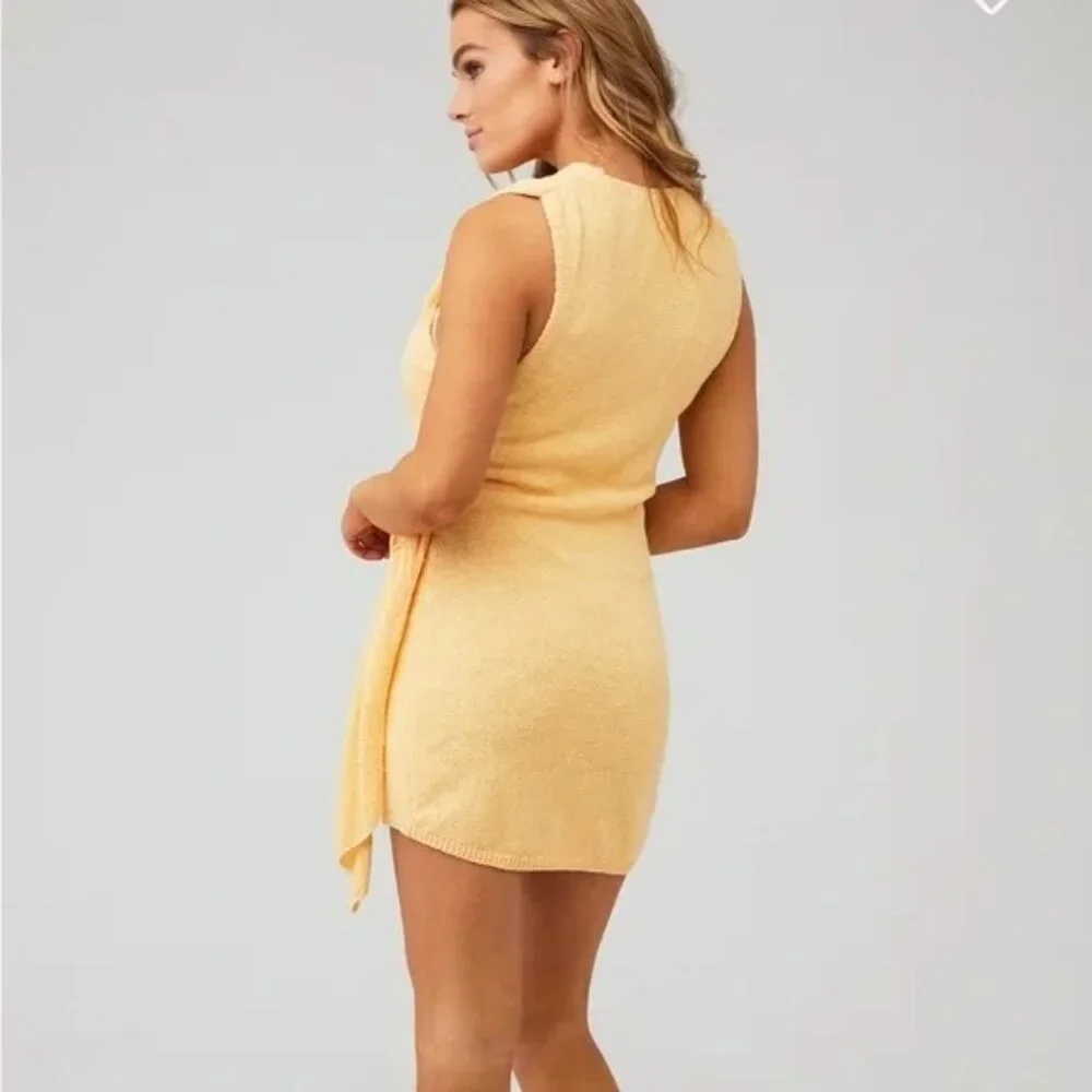 Free People Beach Womens XS Poppy Sweater Mini Dress in Sunrise‎ Peach